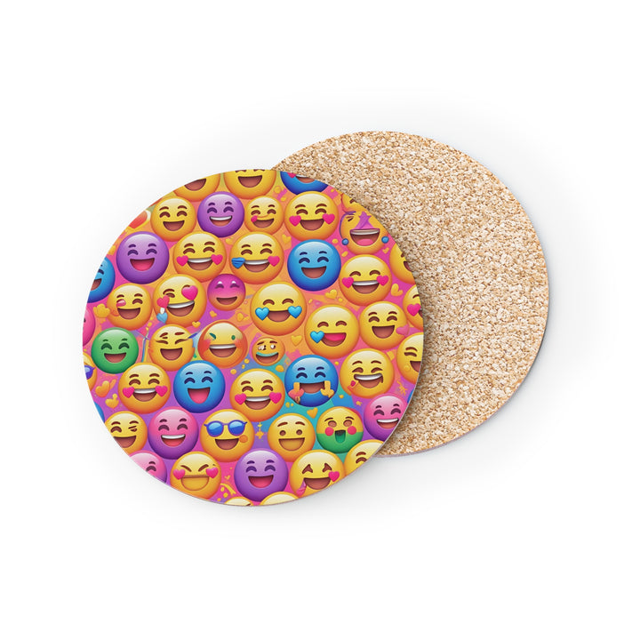 Cheerful Emoji Pattern Coasters – Vibrant, Durable, Fun Table Decor Set