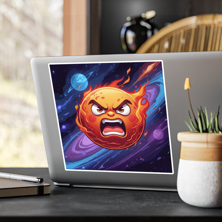 Fiery Cosmic Sun Vinyl Kiss-Cut Sticker – Bold, Weatherproof & Removable