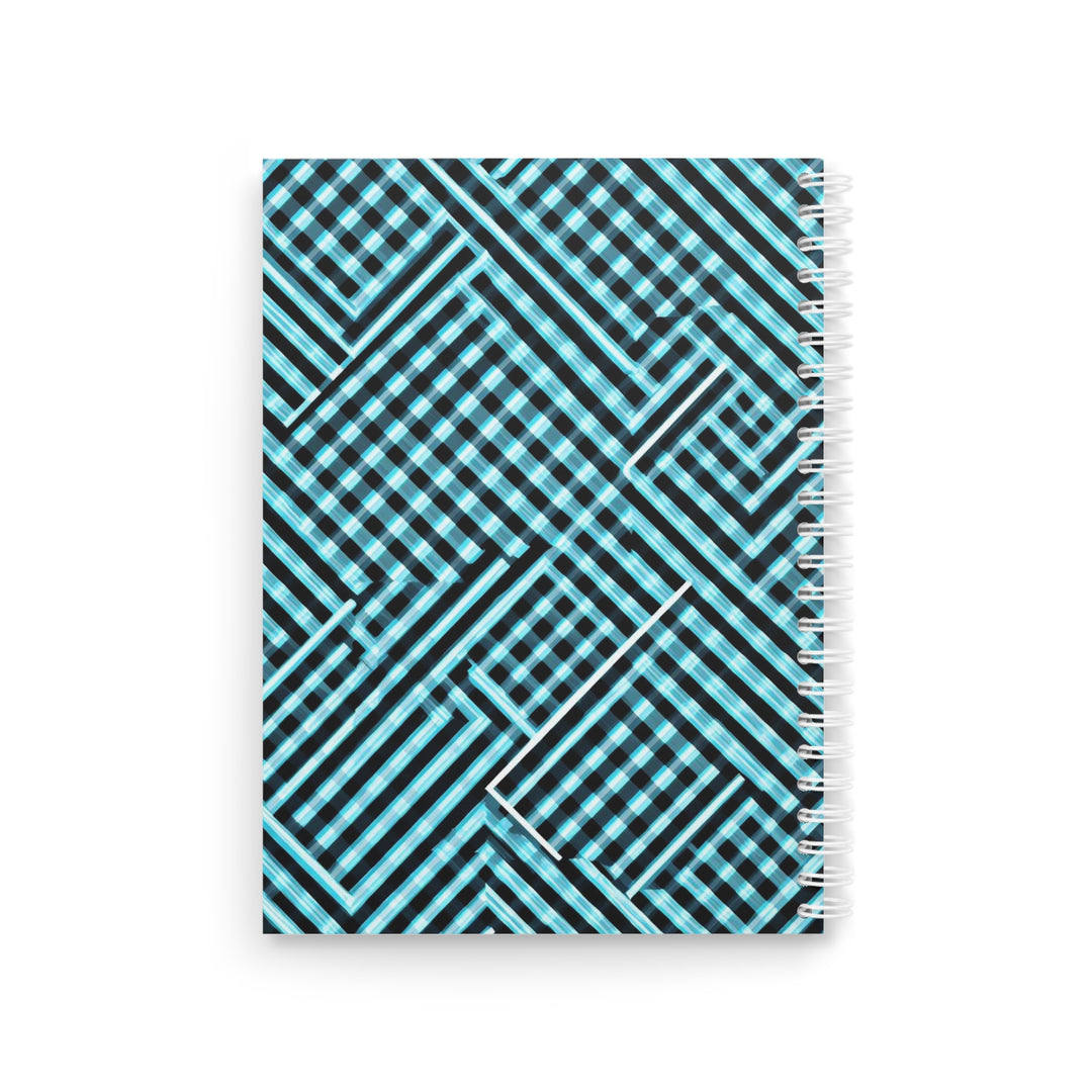 Customizable Spiral Notebook – Modern Geometric Aqua Grid, Stylish & Trendy