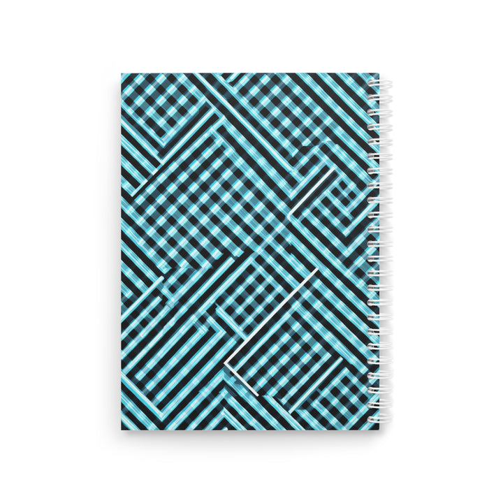 Customizable Spiral Notebook – Modern Geometric Aqua Grid, Stylish & Trendy