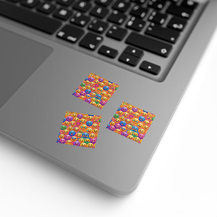 Vibrant Emoji Square Sticker Rolls – Durable, Glossy, Fun Labels for All