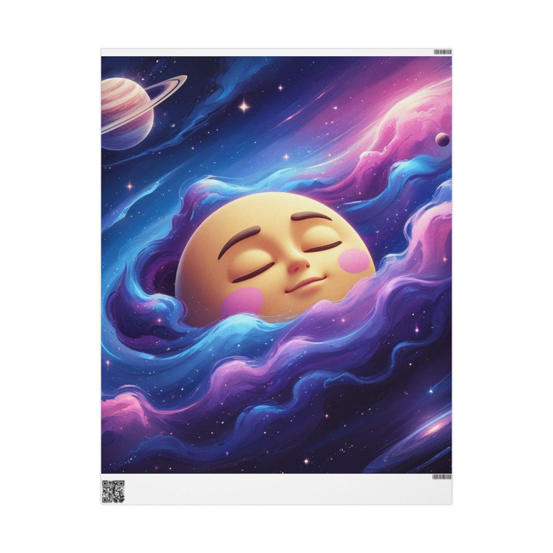 Custom Galaxy Wrapping Paper – Cute Smiling Moon, Premium Eco Gift Wrap