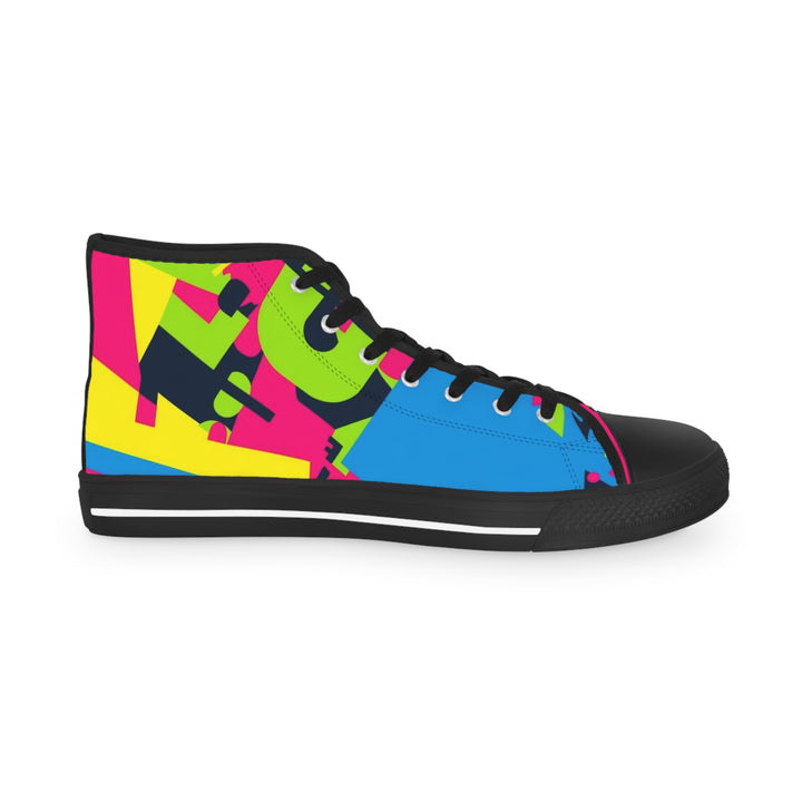 Men's Neon Geometric High Top Sneakers – Bold, Comfy, Streetwear Style