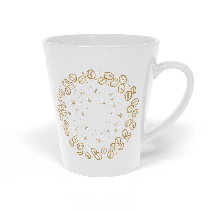 12oz Personalized Latte Mug – Coffee Bean Art, Black & Gold, Cafe Chic