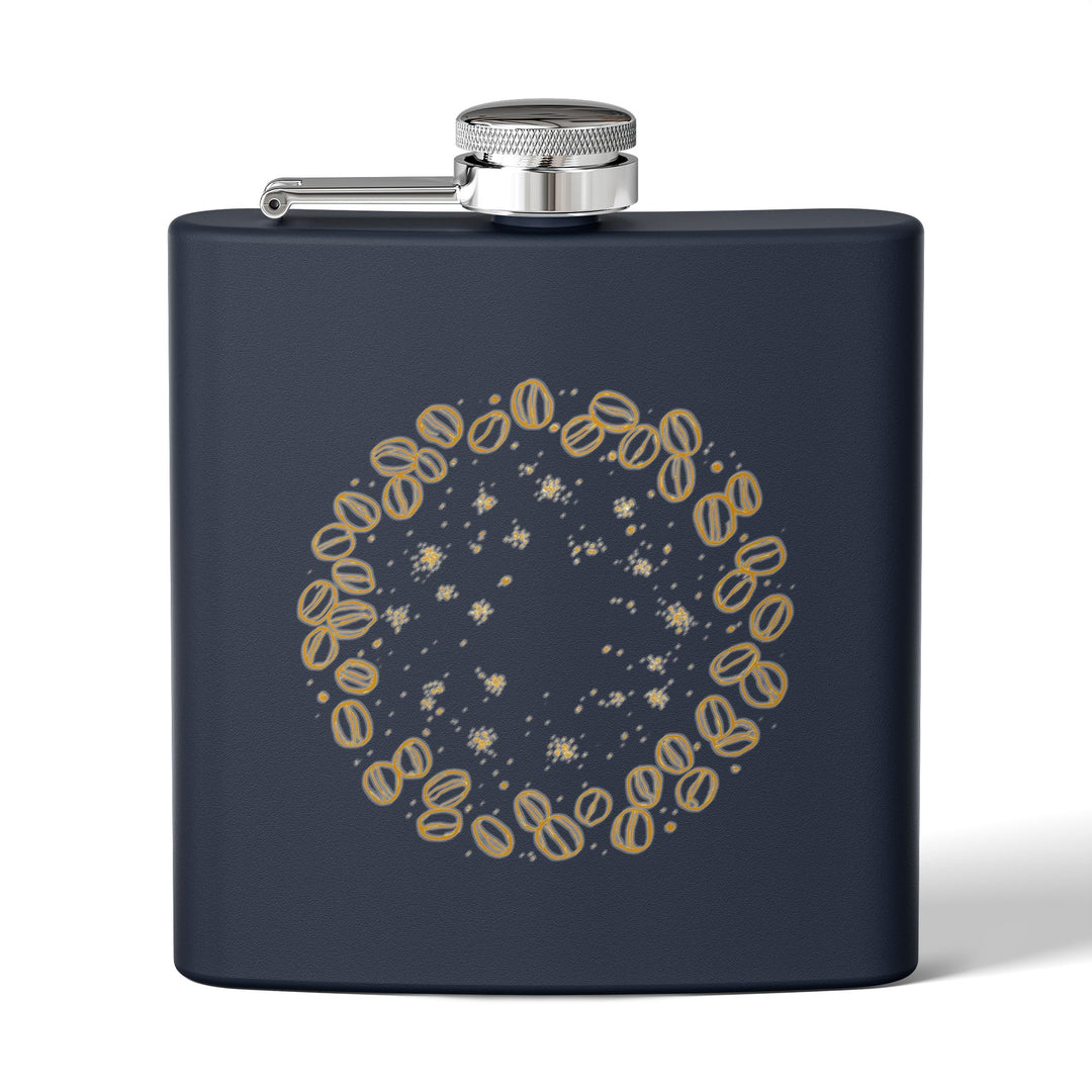 Coffee Beans Chic 6oz Stainless Steel Flask – Trendy, Insulated, Leak-Proof