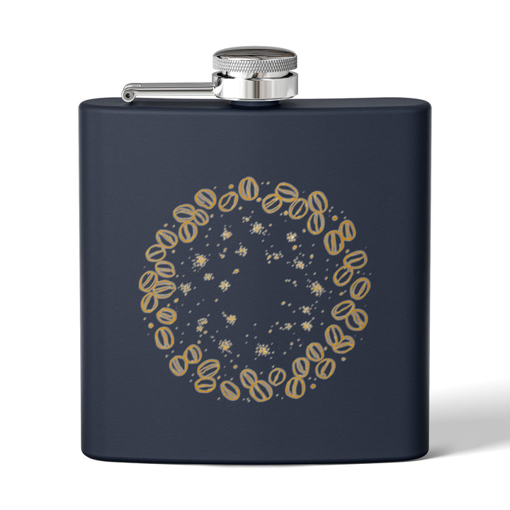 Coffee Beans Chic 6oz Stainless Steel Flask – Trendy, Insulated, Leak-Proof