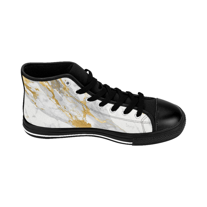 Men’s High-Top Classic Sneakers – Marble Gold Design, Trendy & Comfy