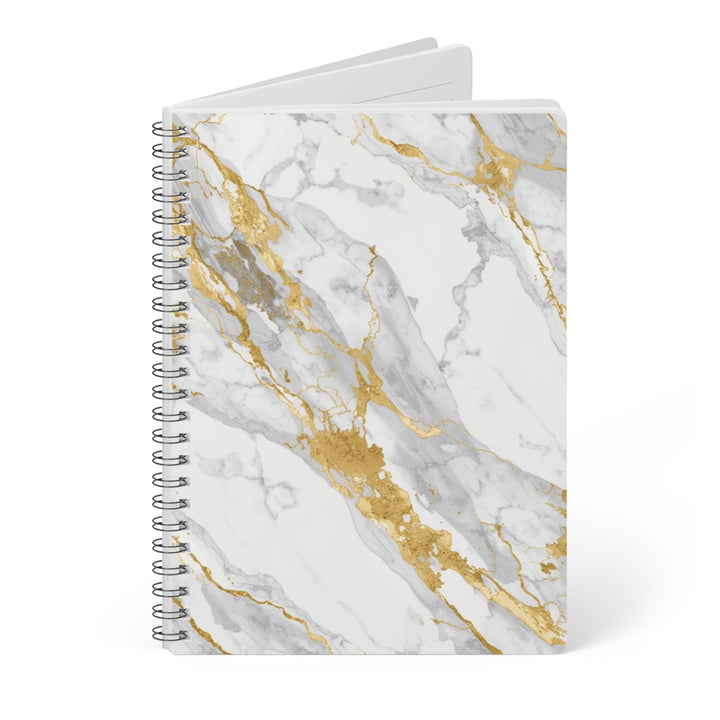 Wirobound A5 Marble Gold Notebook – Luxe Softcover, 150 Pages, Chic Notes