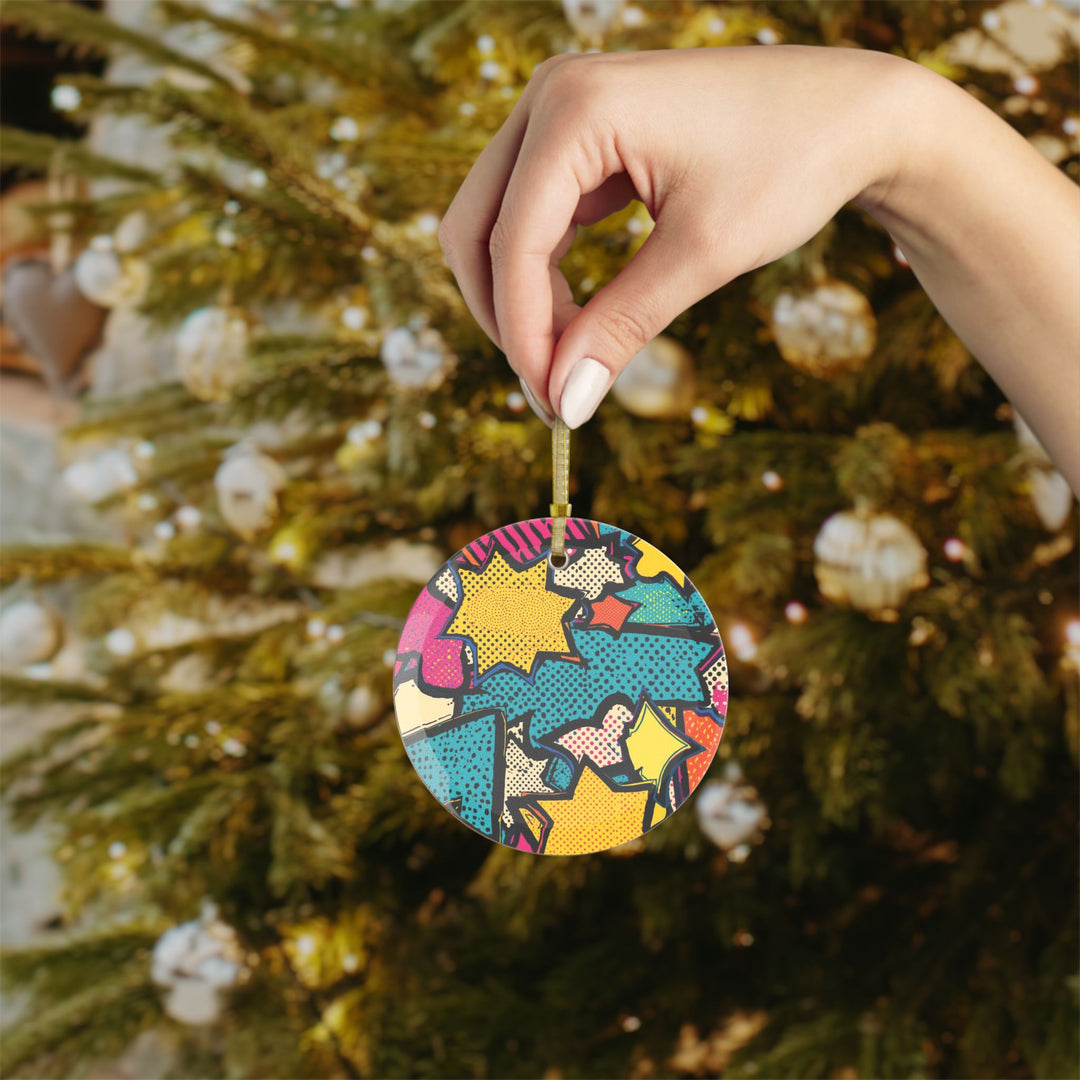 Personalized Pop Art Glass Ornaments – Handcrafted, Comic Book Style Decor
