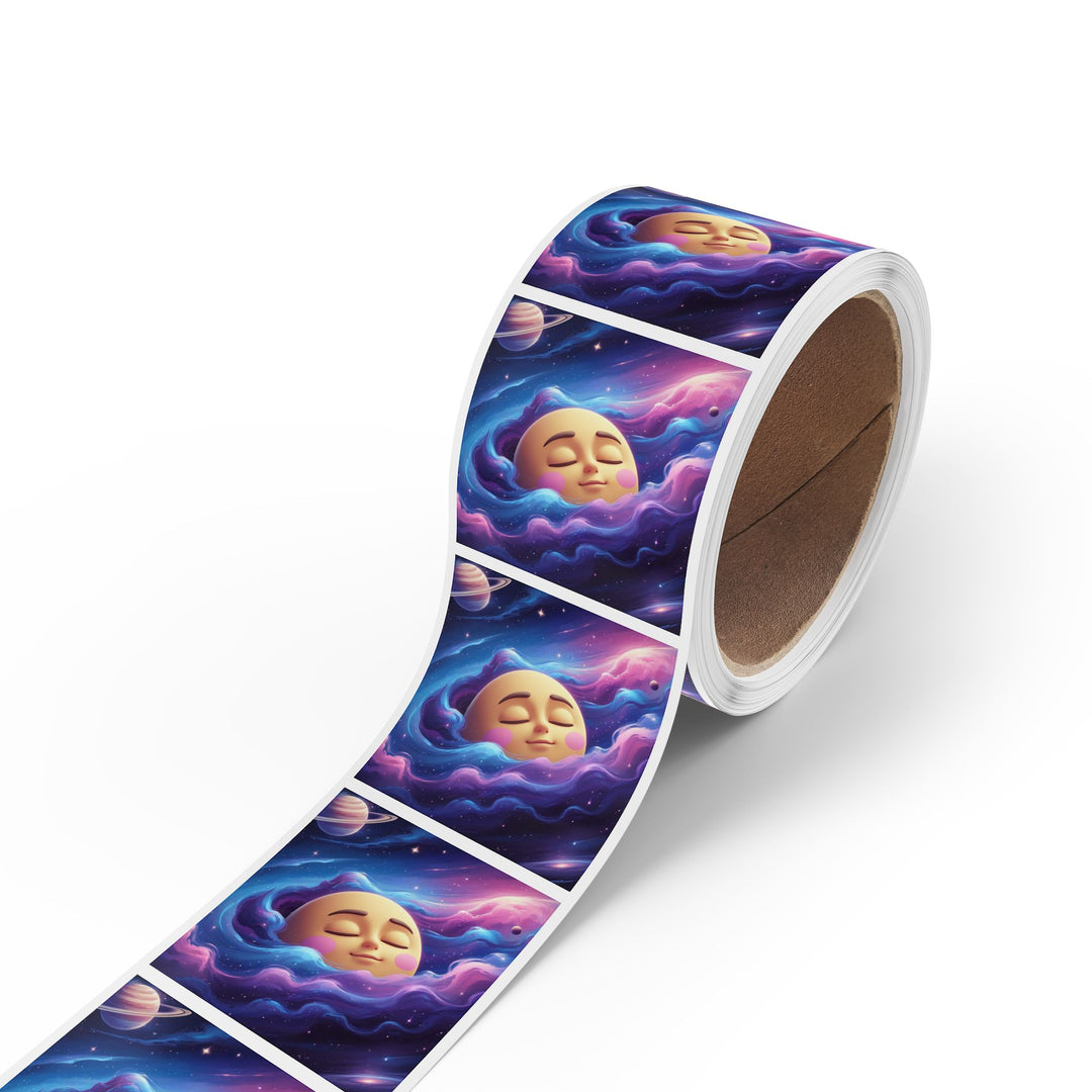 Galaxy Moon Square Sticker Rolls – Cute Space Label, Custom Sizes, Durable