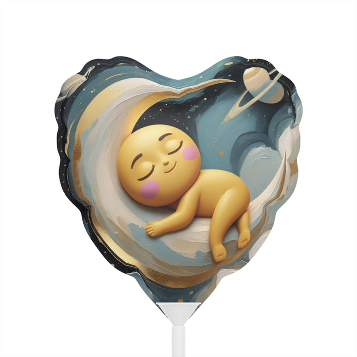 Custom Celestial 6” Balloons – Round & Heart | Baby Moon & Stars Party Decor