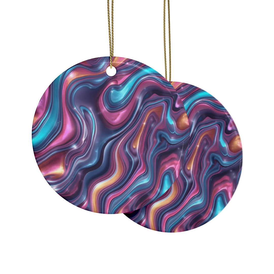Personalized Abstract Ceramic Ornaments – Iridescent Swirl, Custom Gift Sets