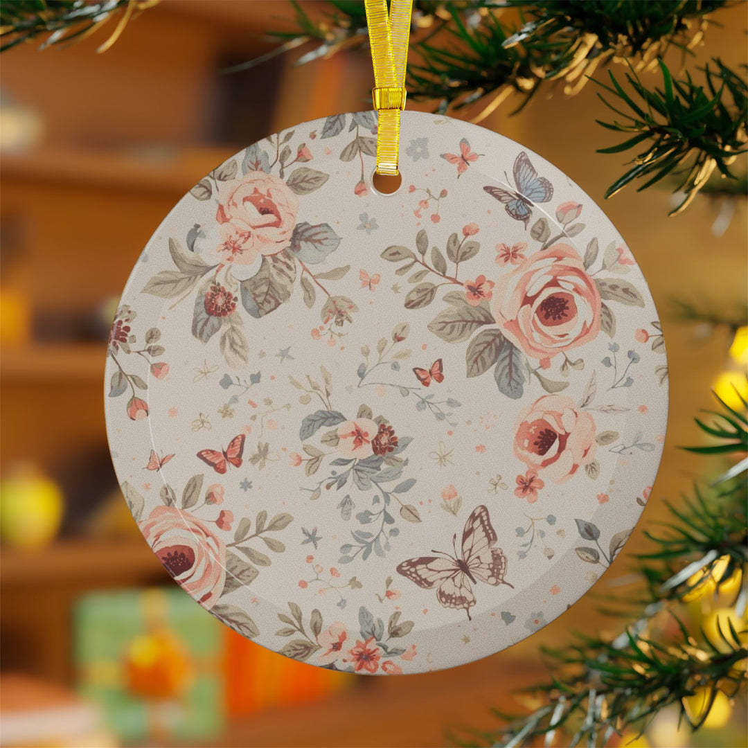 Custom Floral Glass Ornaments – Handcrafted, Vintage Roses & Butterflies