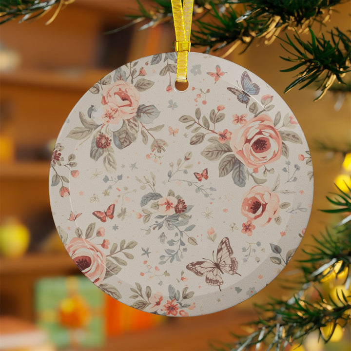 Custom Floral Glass Ornaments – Handcrafted, Vintage Roses & Butterflies