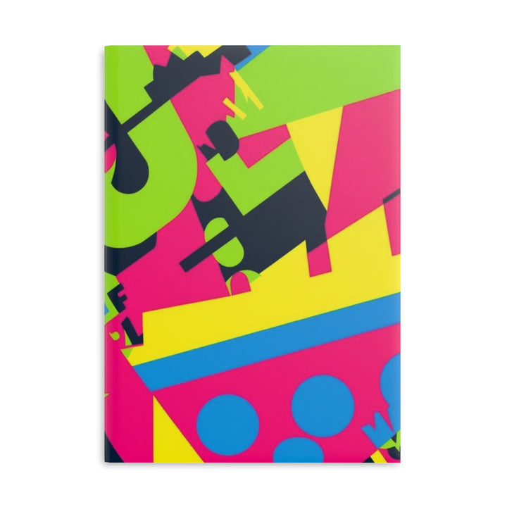 Hardcover Puffy Notebook – Neon Geometric Luxe, Customizable, A4/A5/B5