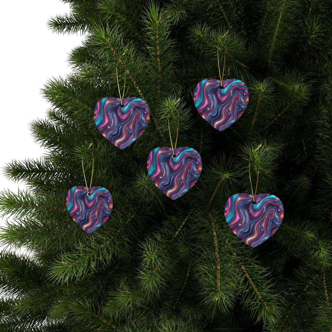 Personalized Abstract Ceramic Ornaments – Iridescent Swirl, Custom Gift Sets