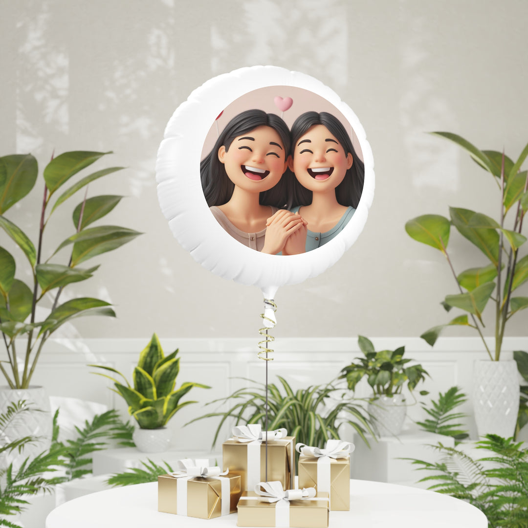 Custom 3D Cartoon Mylar Helium Balloon – Cute Smiling Girls, Reusable & Trendy Party Decor