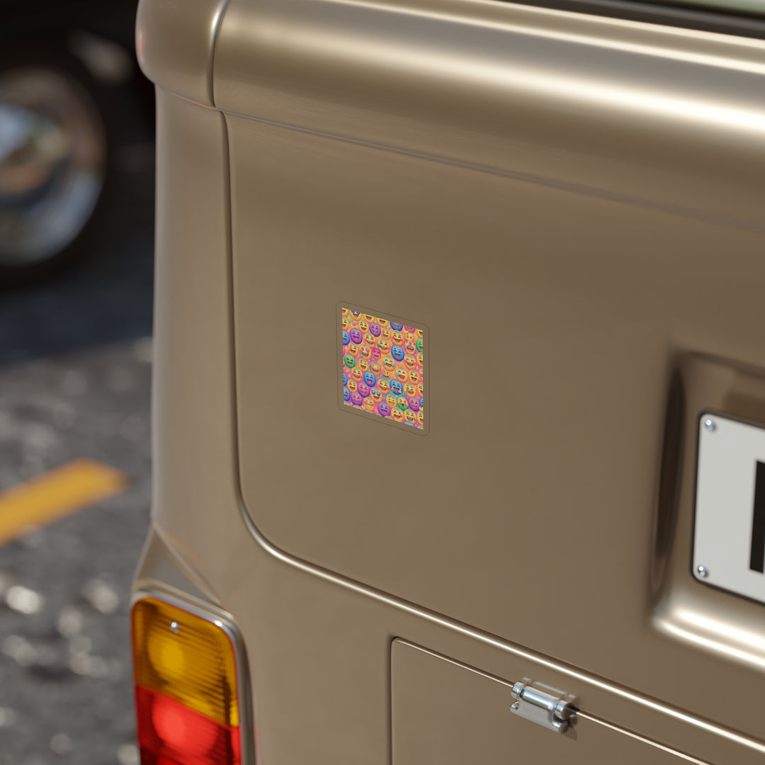 Joyful Emoji Transparent Die-Cut Outdoor Sticker – Colorful, Durable & Fun!
