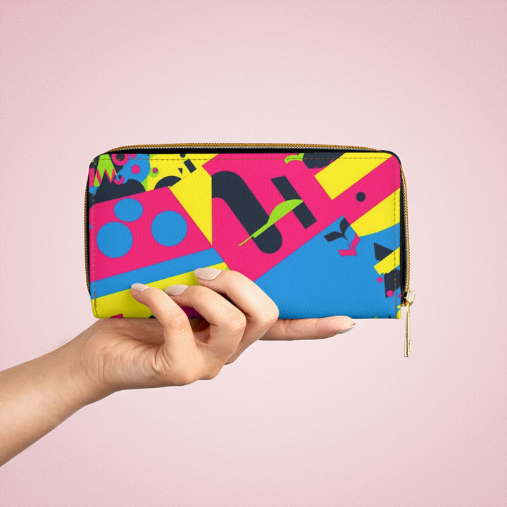 Personalized Neon Geometric Zipper Wallet – Sleek, Trendy & Secure
