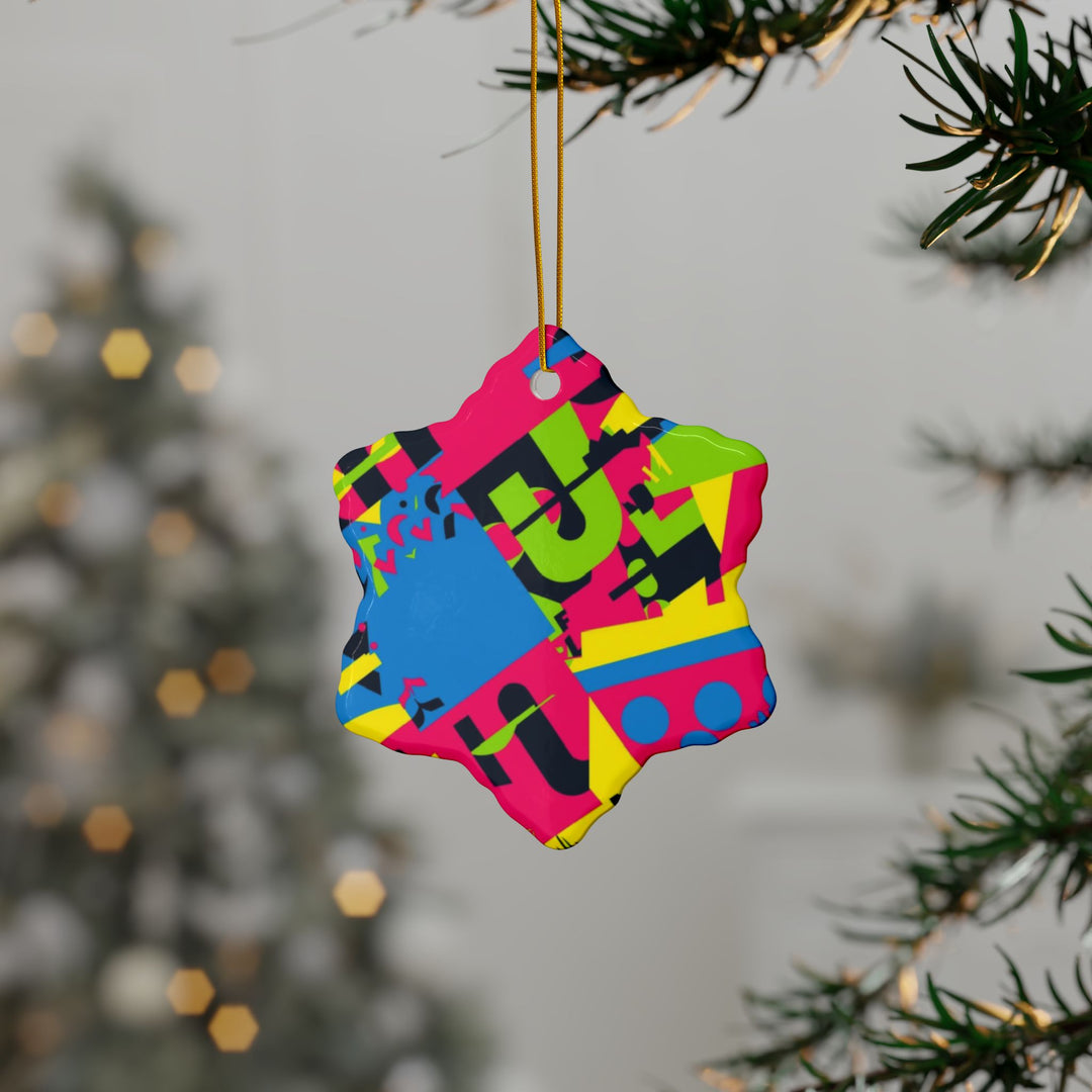 Custom Neon Geometric Ceramic Ornaments – Double-Sided, Modern & Gift-Ready