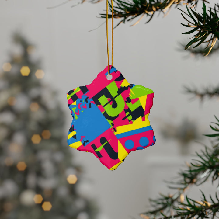Custom Neon Geometric Ceramic Ornaments – Double-Sided, Modern & Gift-Ready