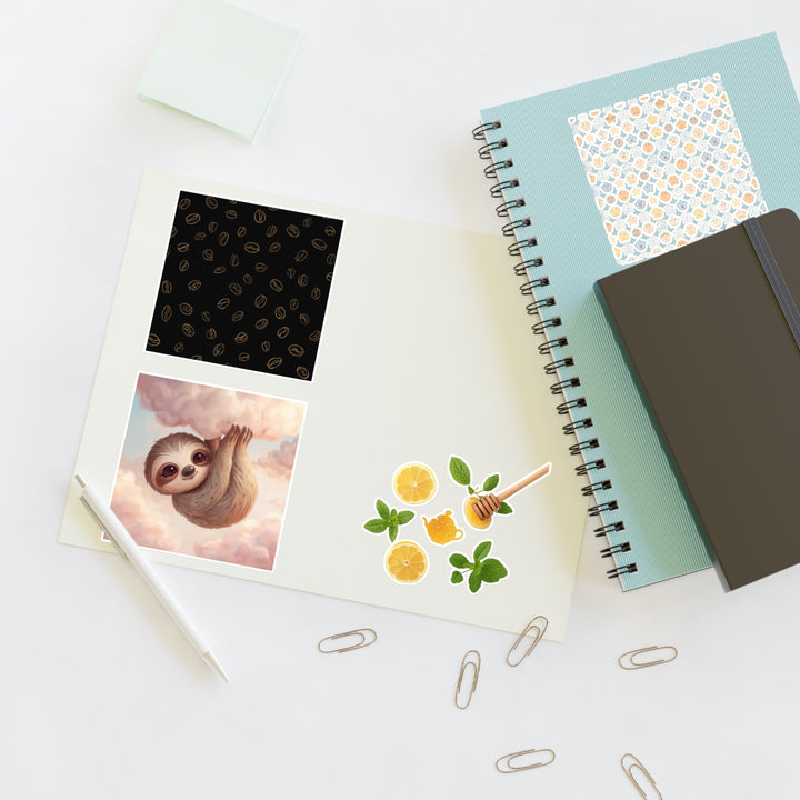 Custom Vinyl Sticker Sheets – Coffee, Cute Sloths, Lemons & Pastel Faces