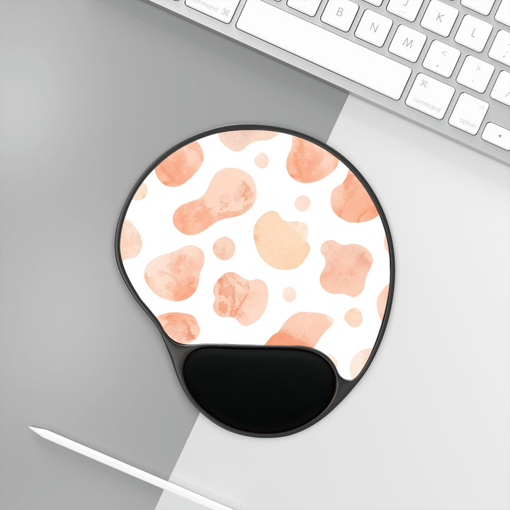 Ergonomic Memory Foam Mouse Pad with Wrist Rest – Abstract Blush Art