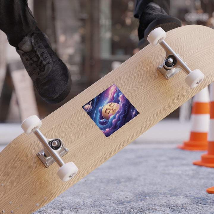 Dreamy Galaxy Moon Face Transparent Outdoor Sticker – Square, Weatherproof