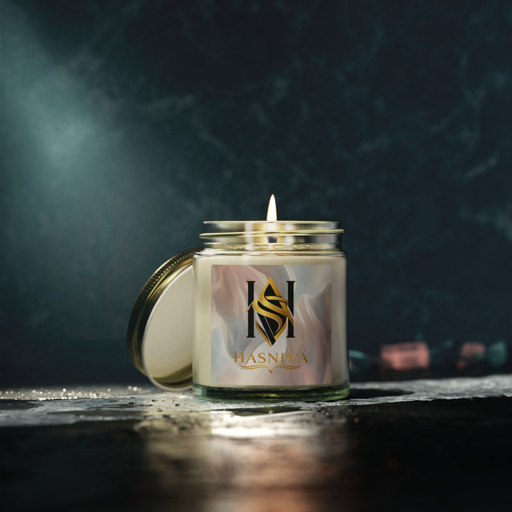 Hand-Poured Coconut Apricot Scented Candle – Modern Pastel, 4oz/9oz