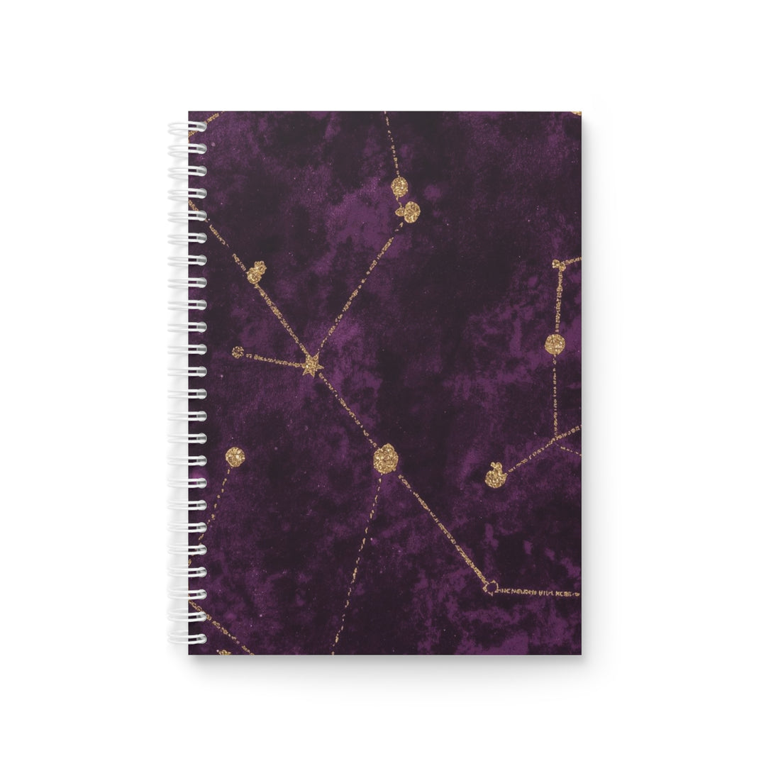 Celestial Gold Constellation Custom Spiral Notebook – Purple Velvet Chic