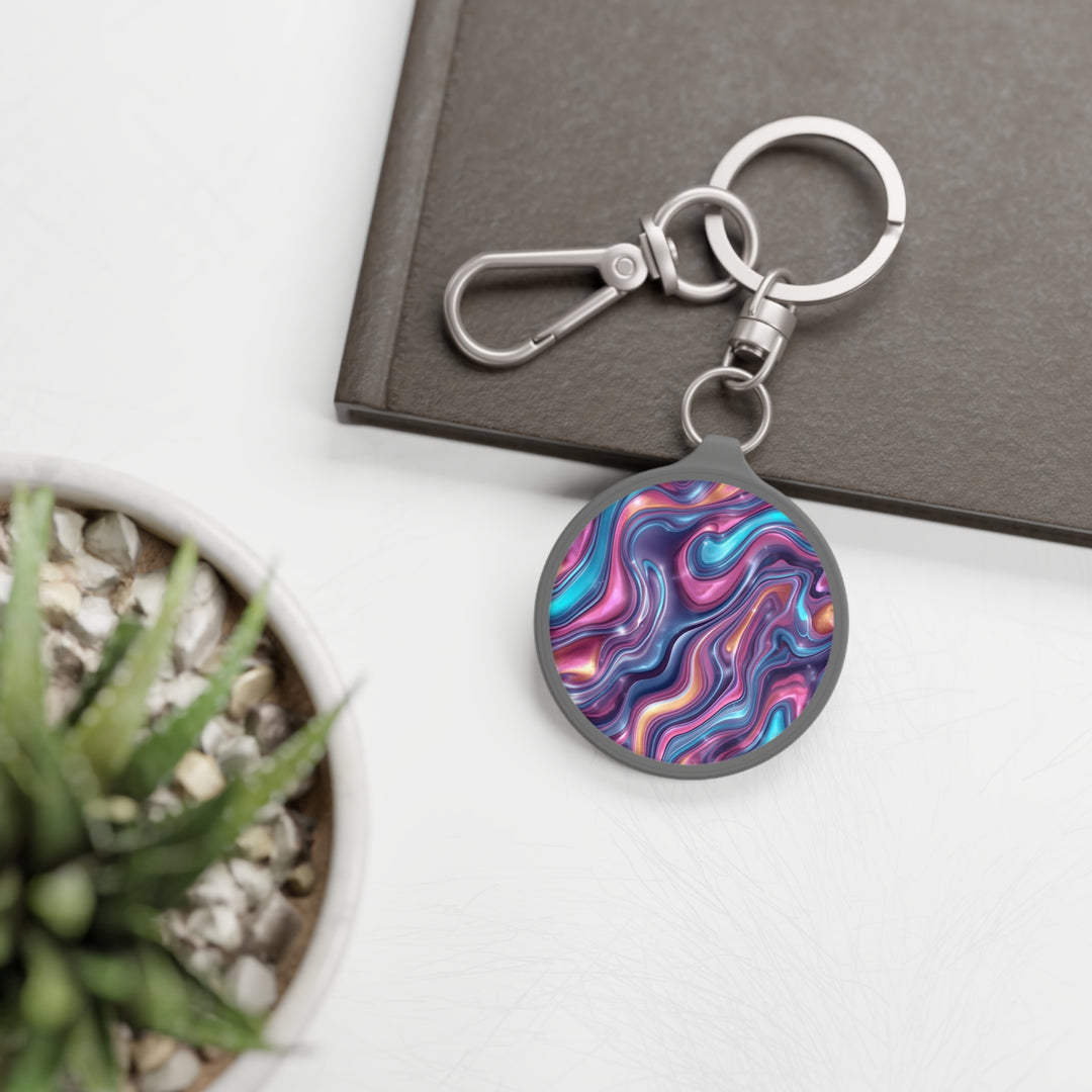 Custom Acrylic Keyring Tag – Iridescent Swirl, Stylish & Durable Accessory