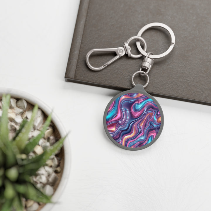 Custom Acrylic Keyring Tag – Iridescent Swirl, Stylish & Durable Accessory