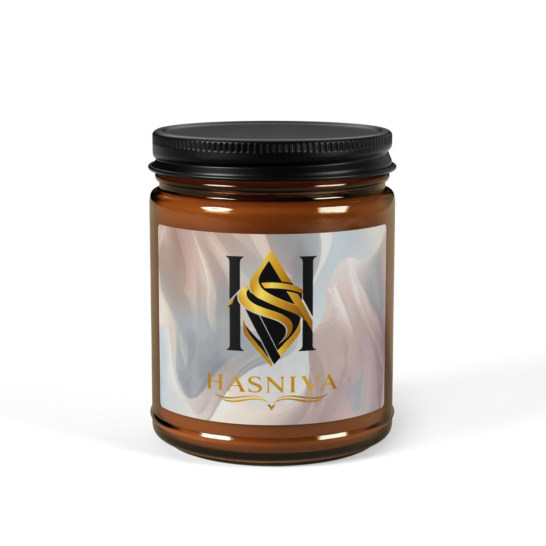 Serene Soy Candle in Amber Jar – Hand-Poured, Blush Pastel Design, 2 Sizes