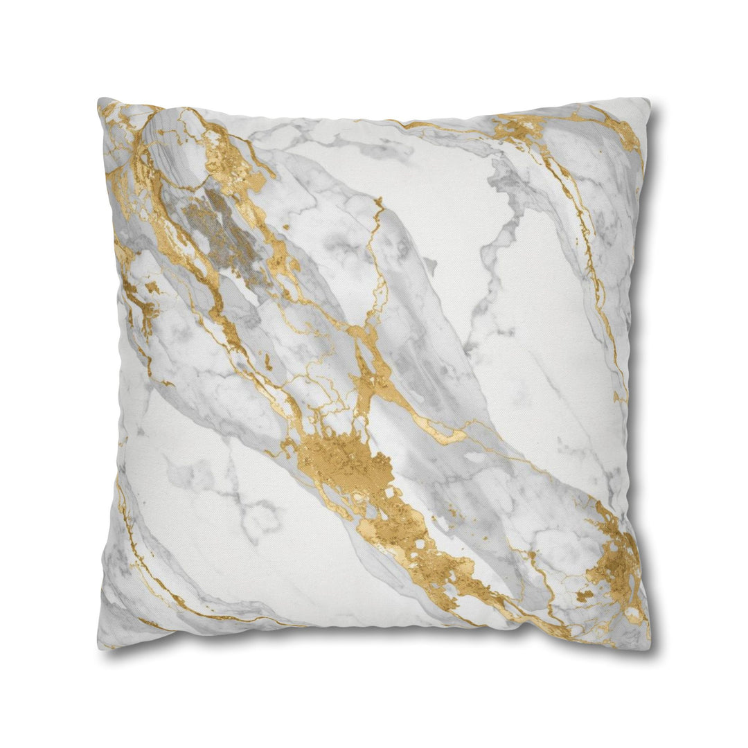 Spun Polnoter Marble Square Pillowcase – Luxe Modern Gold & Grey Accent