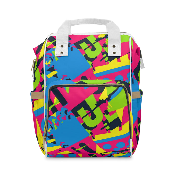 Trendy Neon Geometric Diaper Backpack – Stylish, Spacious & Waterproof