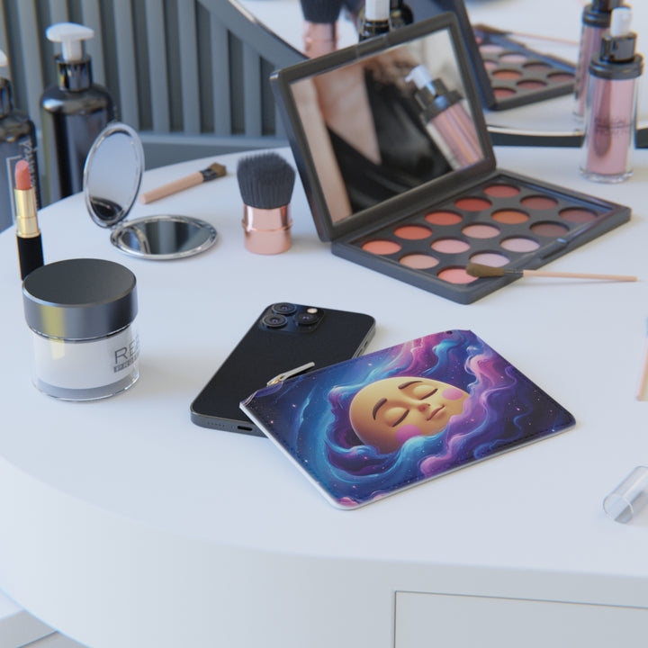 Personalized Galaxy Mini Clutch Bag – Cute Moon Face Space Purse Vegan Leather