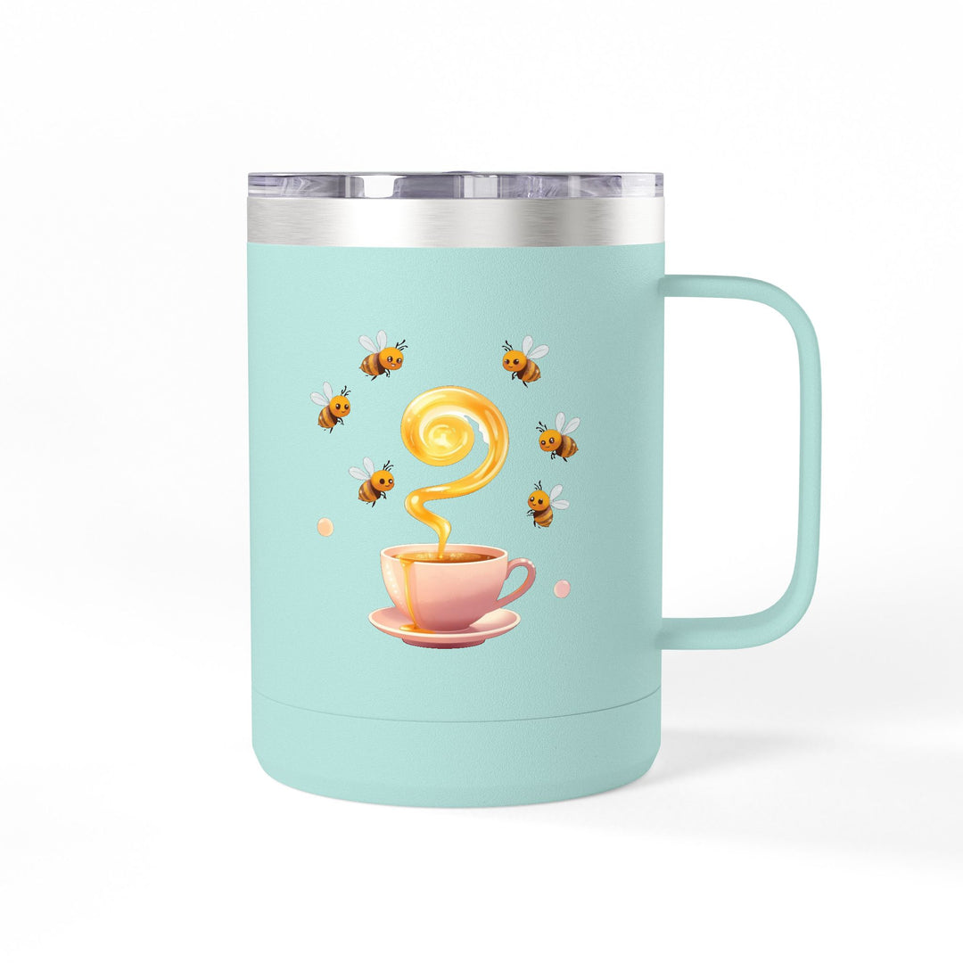 Warm Pastel Bees & Honey 15oz Coffee Mug Tumbler – Cute Travel Cup