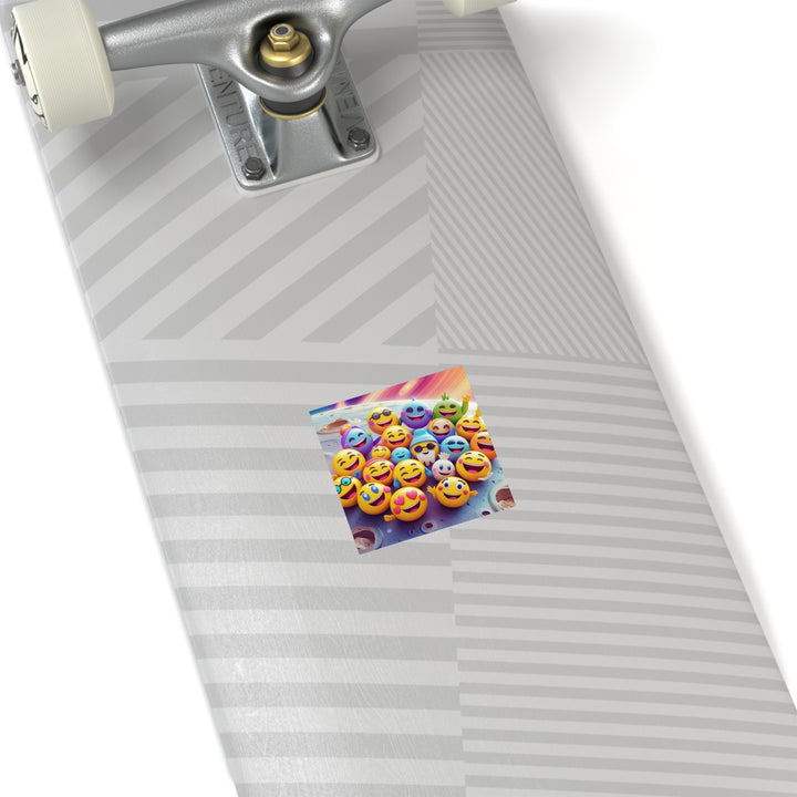 Cosmic Emoji Square Sticker – Weatherproof, Customizable, Fun Outdoor Decal