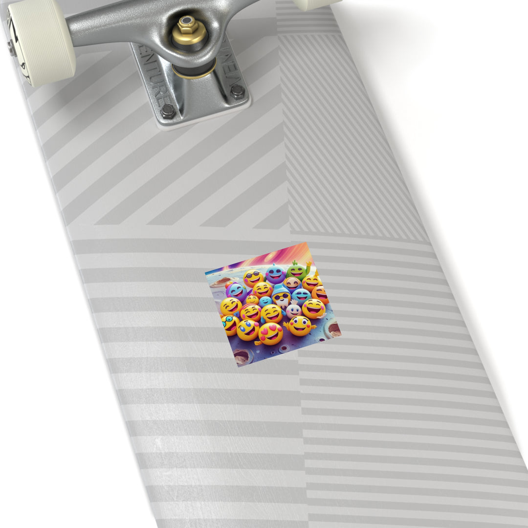 Vibrant Space Emoji Square Sticker – Durable Indoor/Outdoor Custom Vinyl