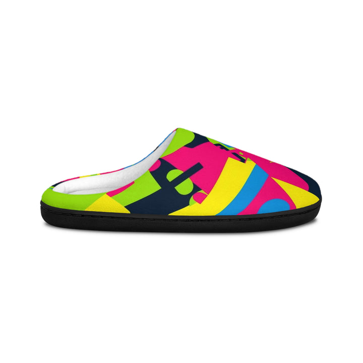 Men’s Customizable Memory Foam Slippers – Neon Abstract, Plush & Anti-Slip