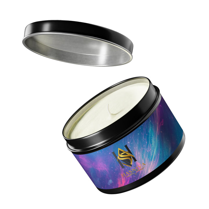 Cosmic Neon Hand-Poured Tin Candle – Custom Scents, Artisan & Travel-Friendly