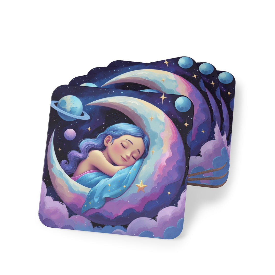 Dreamy Celestial Girl & Moon Coasters – Stylish, Durable, Unique Decor