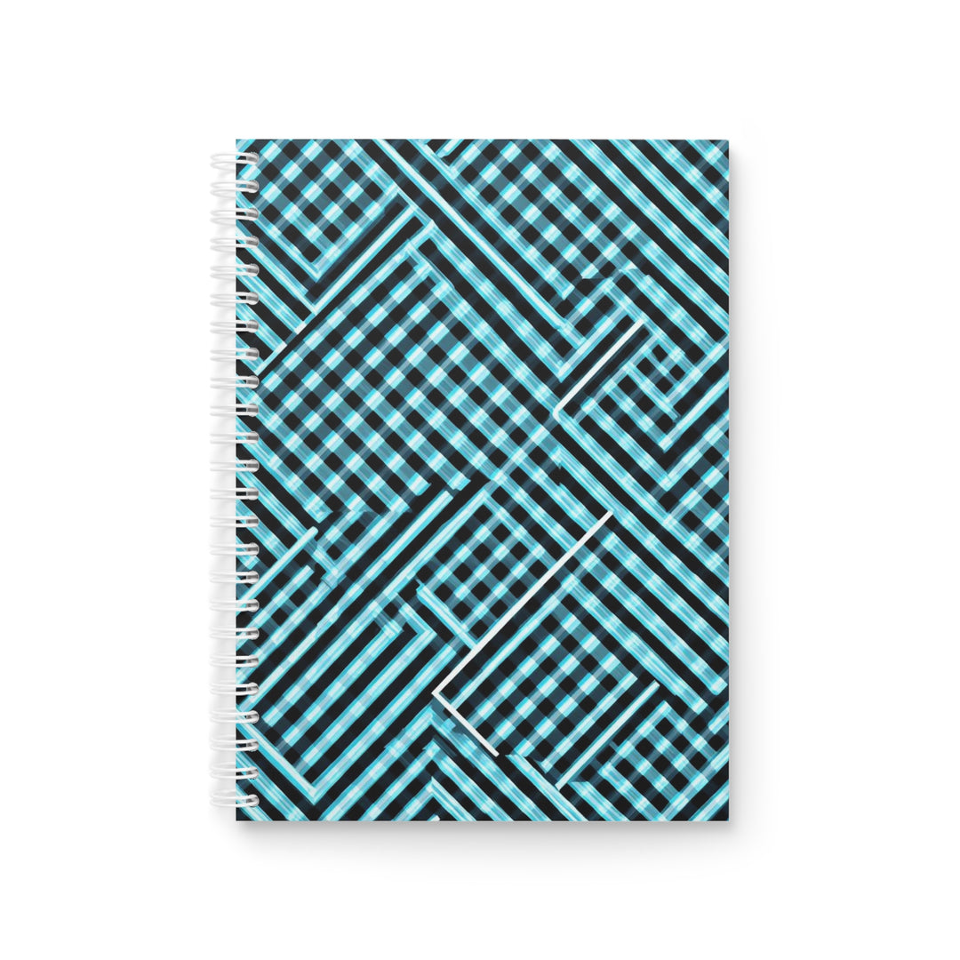 Customizable Spiral Notebook – Modern Geometric Aqua Grid, Stylish & Trendy