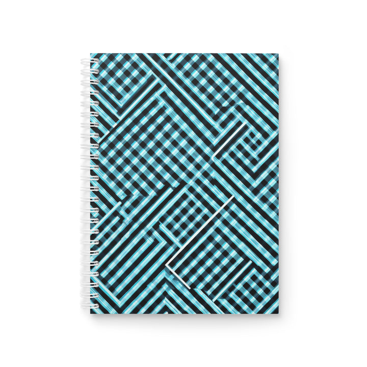 Customizable Spiral Notebook – Modern Geometric Aqua Grid, Stylish & Trendy