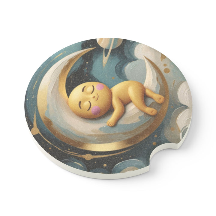 Soapstone Car Coaster – Cute Celestial Baby Moon, Absorbent & Stylish Gift