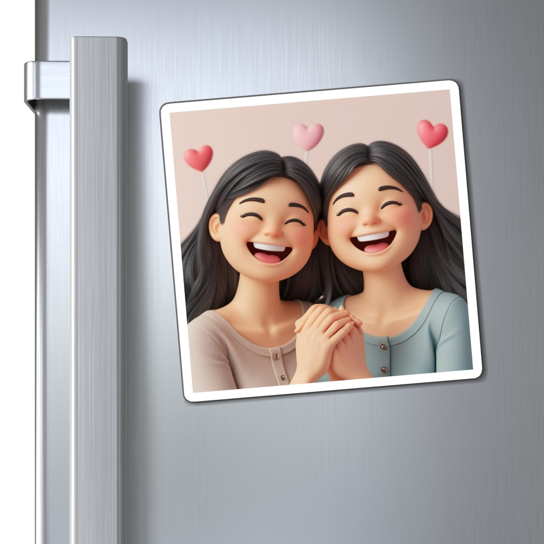 Custom Cartoon Friendship Magnets – Cute 3D Girls, Joyful & Playful Decor