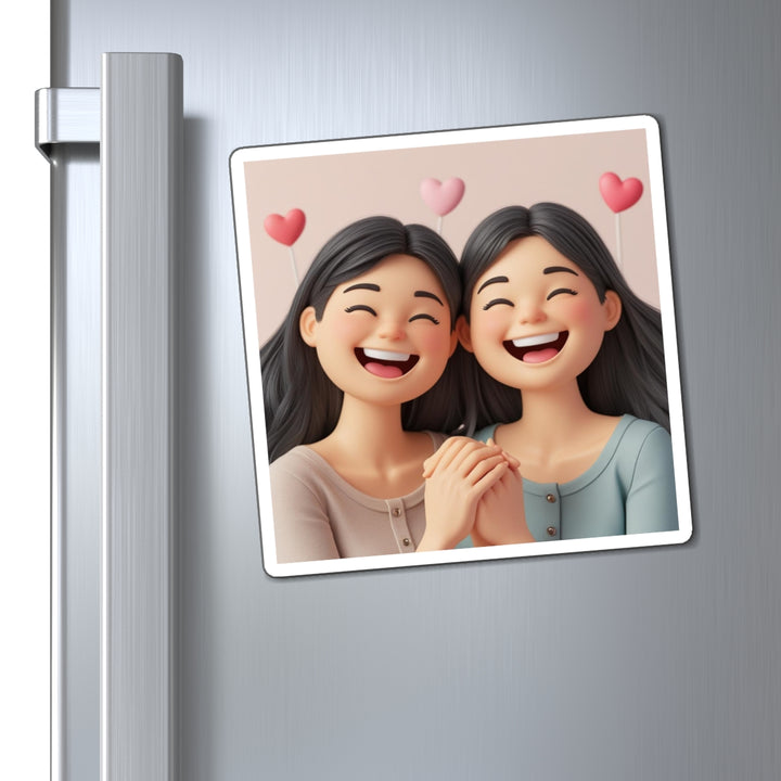 Custom Cartoon Friendship Magnets – Cute 3D Girls, Joyful & Playful Decor