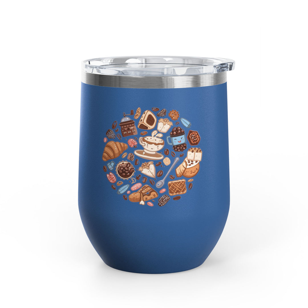 Whimsical Café 12oz Stainless Steel Wine Tumbler – Cartoon Coffee & Sweets
