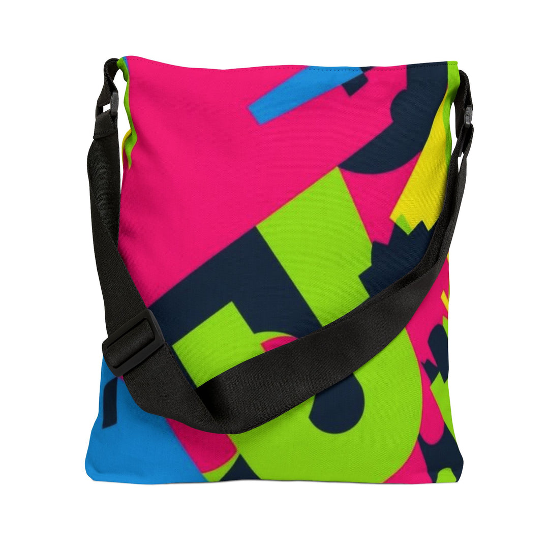 Adjustable Tote Bag – Bold Neon Geometric Print, Spacious & Eco-Friendly