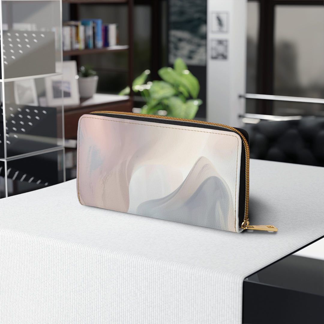 Sleek Personalized Zipper Wallet – Abstract Pastel Modern Faux Leather
